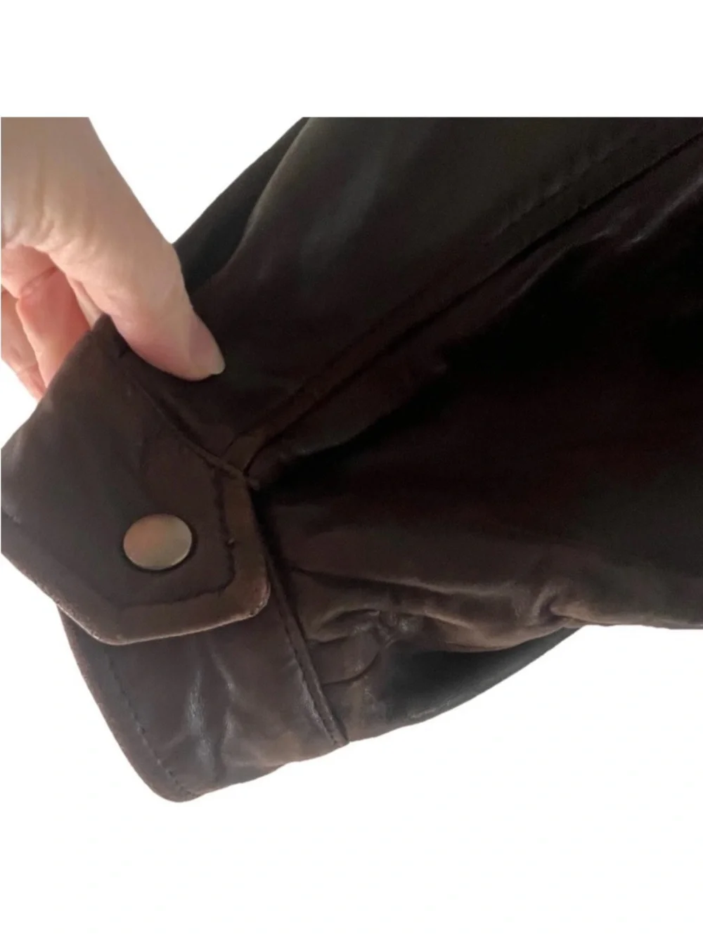 MARC Brown Lambskin Leather Mens Quilted Drawstring Waist Jacket - Size L